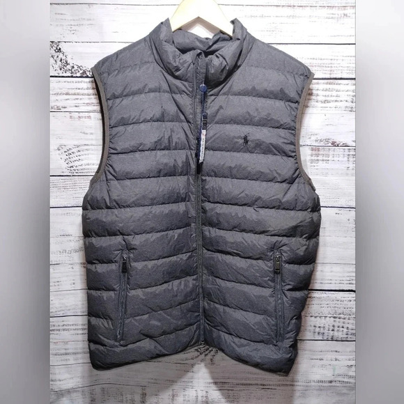 Polo Ralph Lauren XL Blue Duck Down Vest Full Zip Interior Pockets - Picture 7 of 11